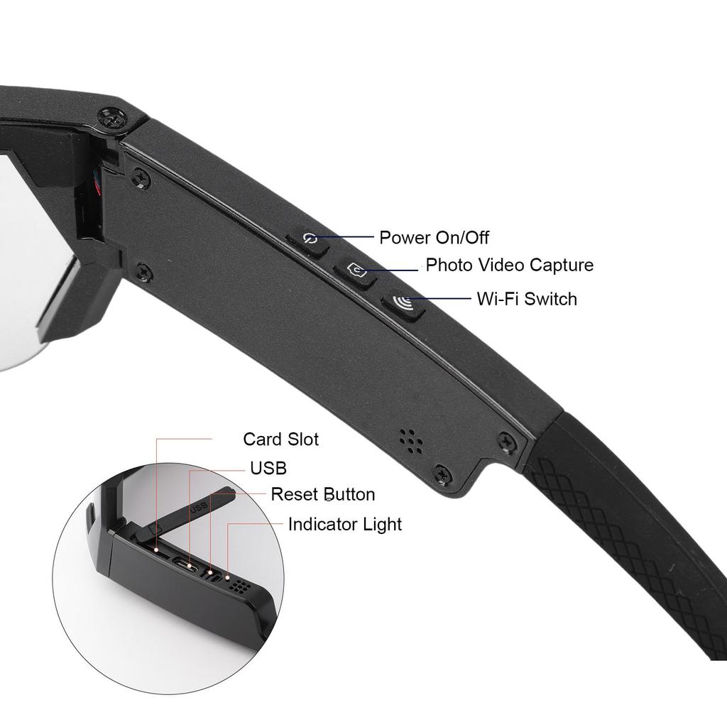Yanmis Cycling Glasses with 12MP 1080P HD Smart Camera Glasses with Lens and Image for Outdoor Sports and Lifestyle Recording Camera, Wide-Angle