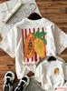 T-shirt Grafica Frutto Papaya a Strisce Colorate Maglietta Casual Rilassata per Unisex Unisex Viaggio Quotidiano Vacanza Look alla Moda da Strada