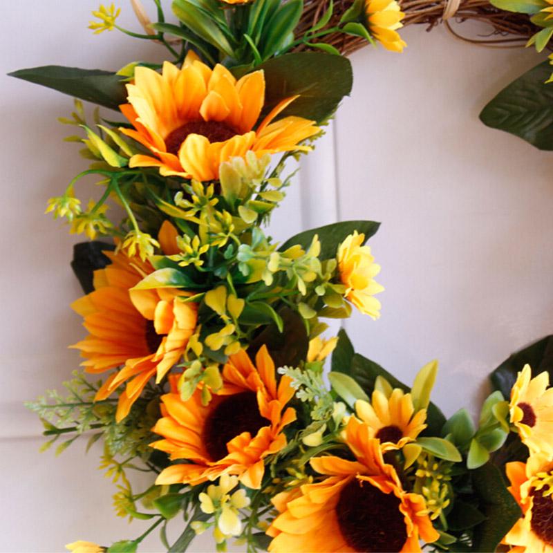 Sunflower Artificial Wreath Spring Summer Wreath for Front Door Farmhouse Home Wall Decor 30cm