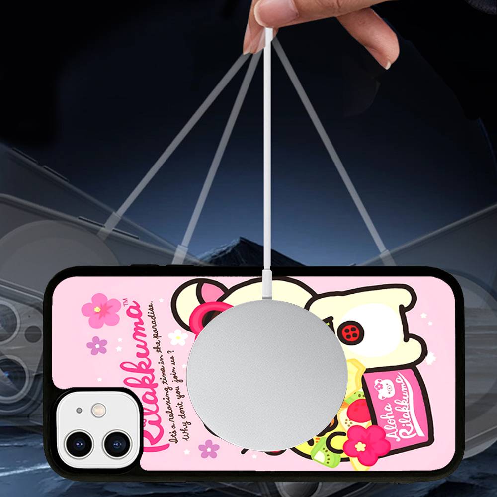 Cute Rilakkuma Bear Phone Case Magnetic Case For IPhone 16 14 13 12 11 15 Pro Max Plus For Magsafe Wireless Charge Cover