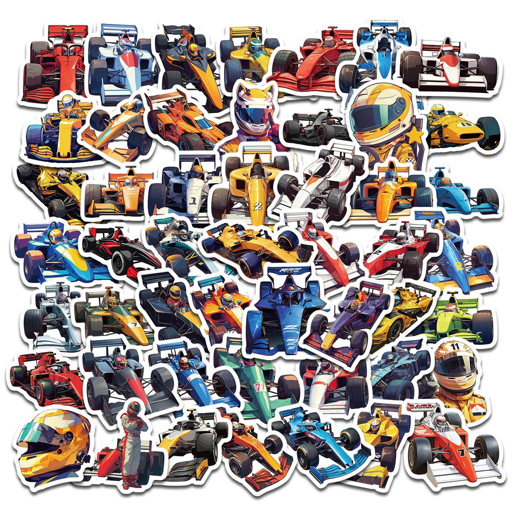 50 Pieces of Non-repeat Formula Racing Cool Cartoon Graffiti Stickers DIY Suitcase Water Cup Stickers