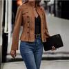 European And American Solid Color Double-Breasted Decorative Jacket New, Deerskin Velvet, Retro Long-Sleeved Jacket