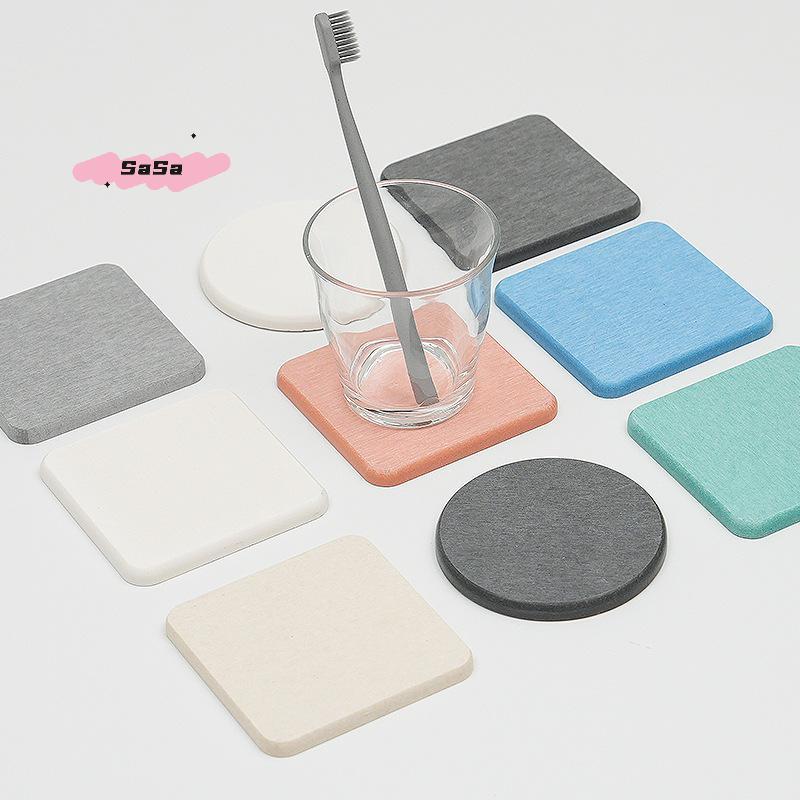 1Pc Solid Color Diatomaceous Earth Coasters round Square Absorbent Non-Slip Kitchen Mats for Home Decoration And Toiletries