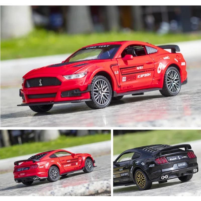 1/32 Ford Mustang GT500 Supercar Alloy Car Model Sound Pull Back Car 4 Open Door Children's Gifts Toy
