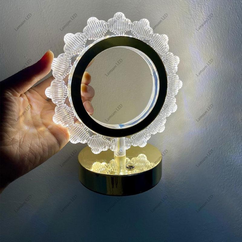 Sunflower-shaped Acrylic Table Lamp Ambient Desk Light Tricolored USB Rechargeable LED Color-changing Night Light for Home Decor