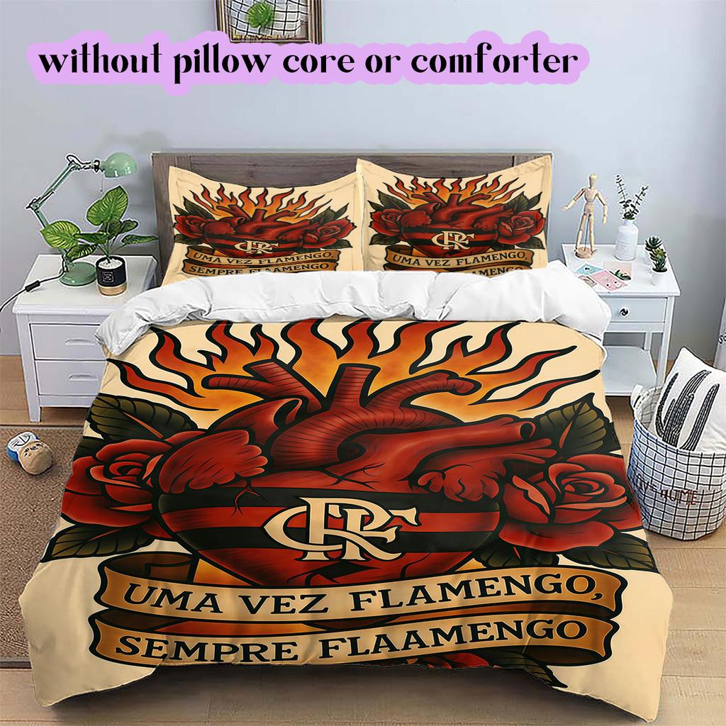 Flamengo football soccer Pattern Bedding,Quilt Set Quilt Cover Pillowcase Home Birthday Gift (1*duvet cover+2*pillowcase,without core)