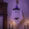 Ghost Decoration for Yard Halloween Hanging Decoration, Cute Flying White with Witch Hat Wind Flowing And Bat Pattern Indoor Outdoor Patio