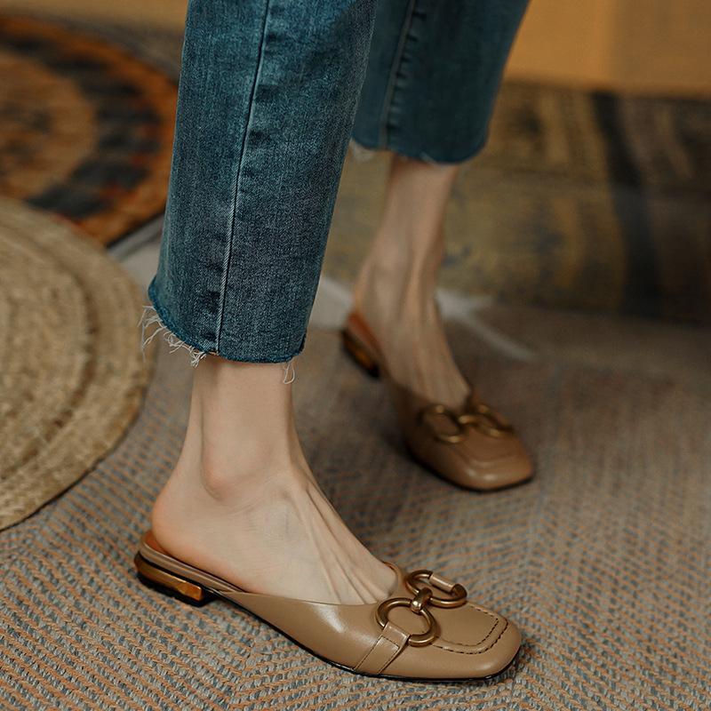 Fashion Sandals Outside Shoes for Women Low Heel Slides Mules Woman Slippers Cheap Liquidation Elegant and Fashionable Original Pvc Chic
