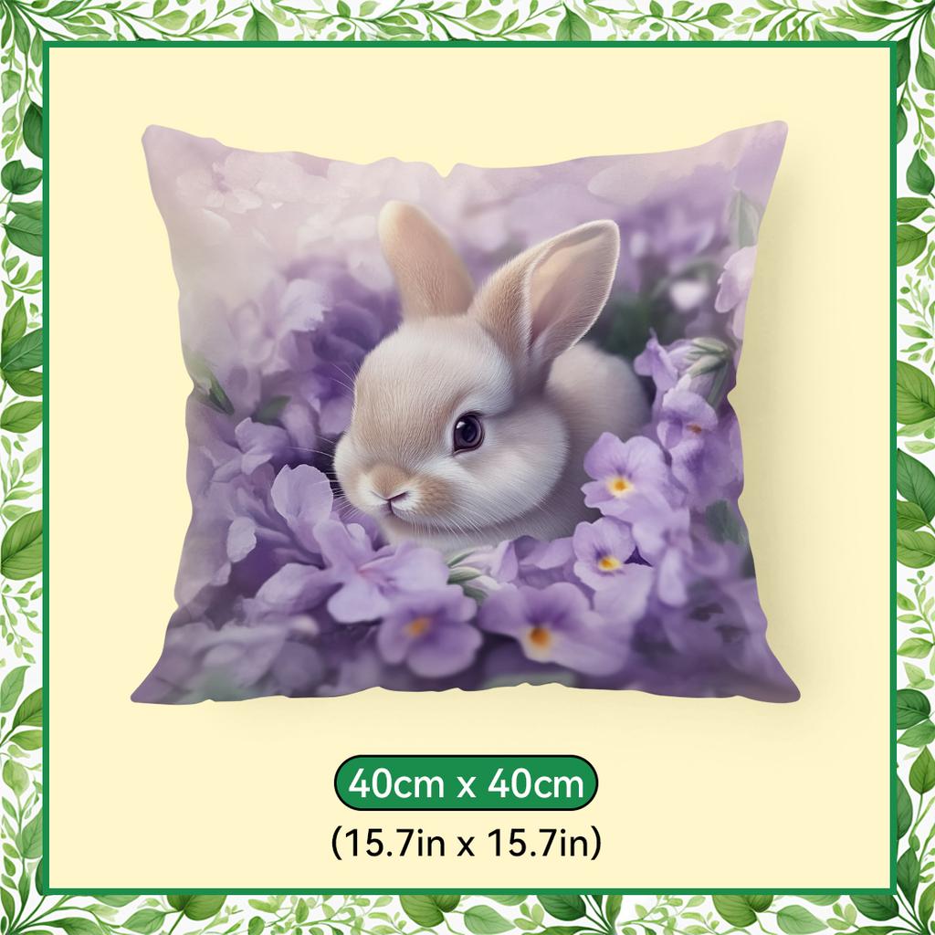Purple Flower Rabbit Pillowcase Printed Polyester 40/45/50Cm Throw Pillowcover Decorative Sofa Cushion Pillowslip Home Decor