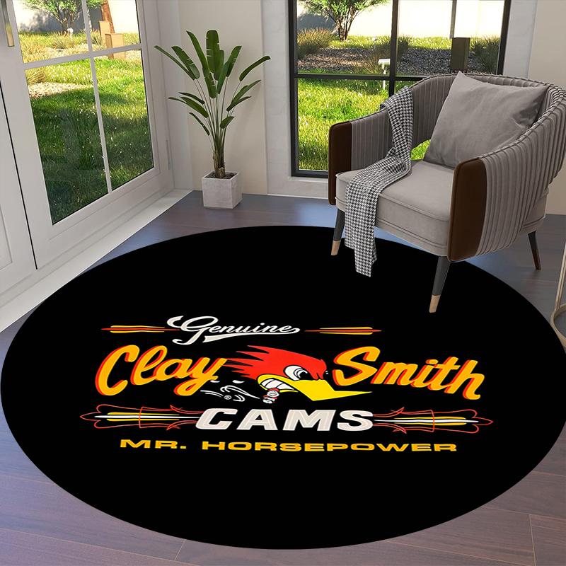 Mr. Horsepower Round Area Rug,Carpet Rug for Living Room Bedroom Sofa Playroom Decor,Non-slip Floor Mat