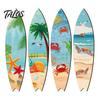 Tropical Beach House Ornament 4Pcs Wooden Surfboard Wall Hanging Decoration, Summer Seaside Art Signs, Party Lightweight Theme Pendant for Bathroom