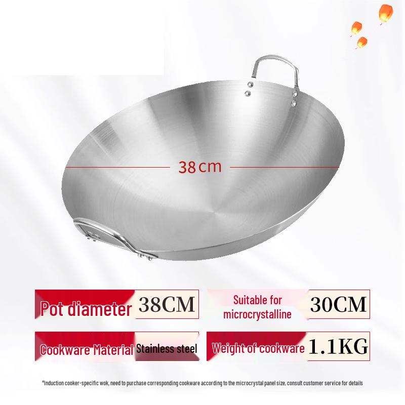 

Stainless Steel Concave Induction Wok with Double Handles