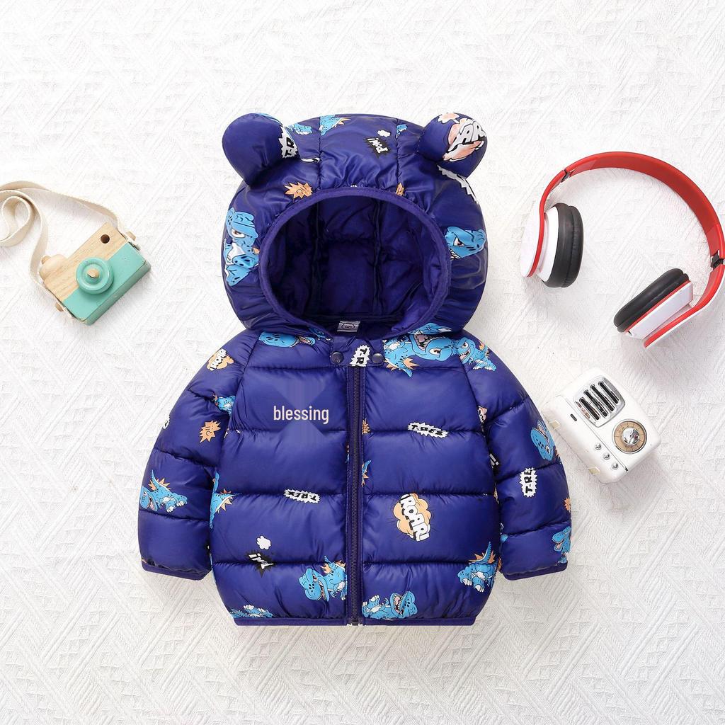 Children's Lightweight Autumn/Winter Cartoon Down Cotton Jacket for Boys and Girls - Small/Medium, Thickened Outerwear.