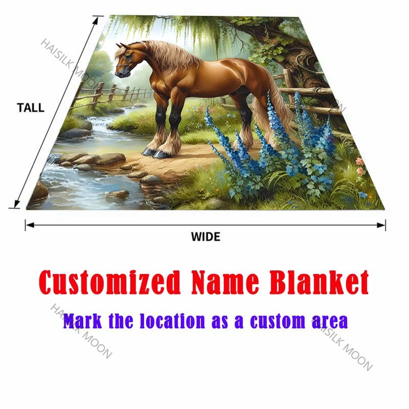 Multi-Sizes Horses By The Stream Print Blanket Warm Soft for Sofa Bed Home Travel Camping Blanket All Seasons Luxury Gifts