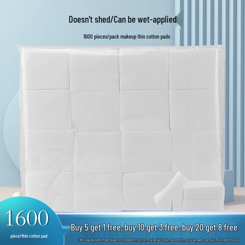 Premium Thickened Makeup Cotton Pads for Beauty Salons - 1600 Pure Cotton, Non-Woven Pads