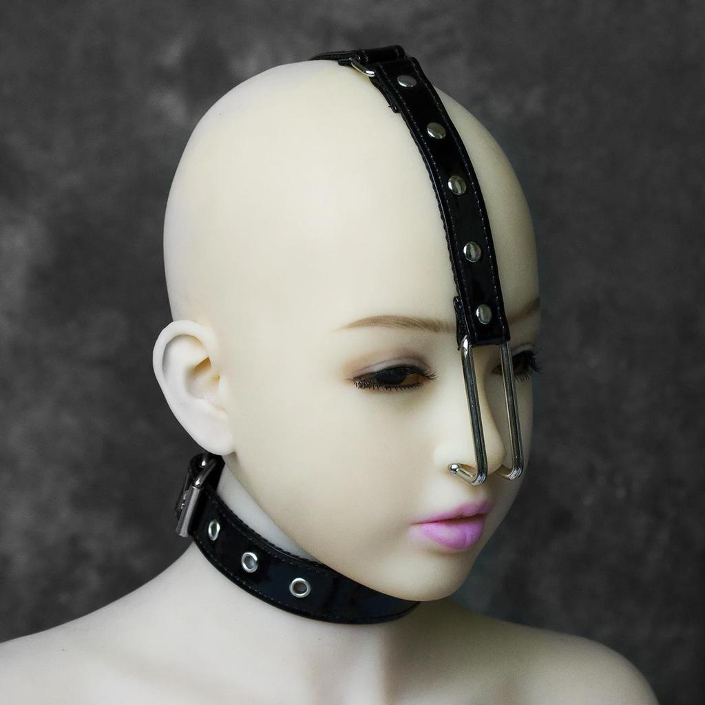 Adult Metal Nose Hook and Neck Collar Gag Restraint
