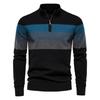 Fashion Foreign Trade Autumn And Winter Men'S Clothing Half Zipper Men'S Sweater Pullover Striped Splicing Knitted Sweater