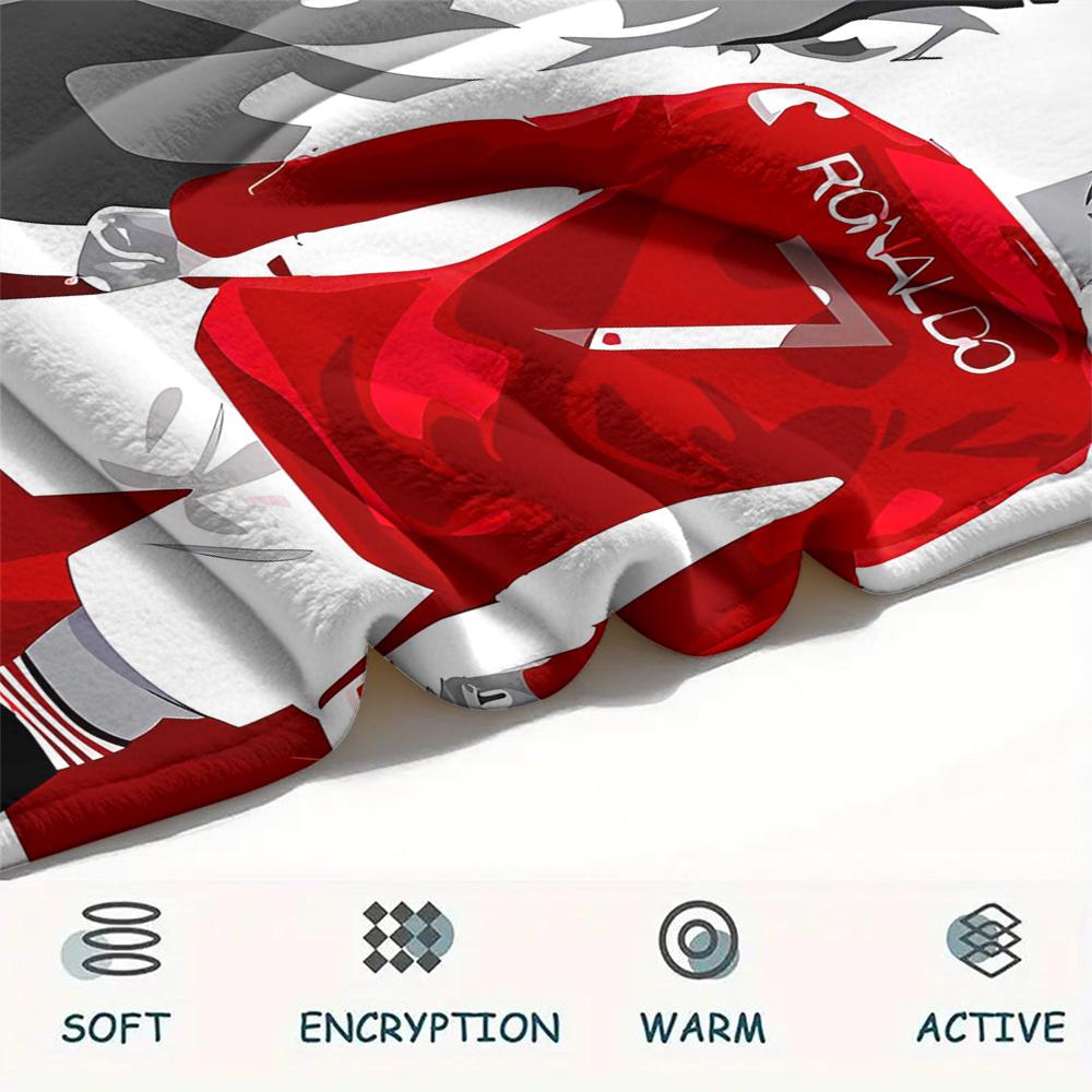 1PC CR7 Print Flannel Blanket, High Quality All Seasons, Home Decor, Warmth and Comfort, Perfect for Christmas Gifts