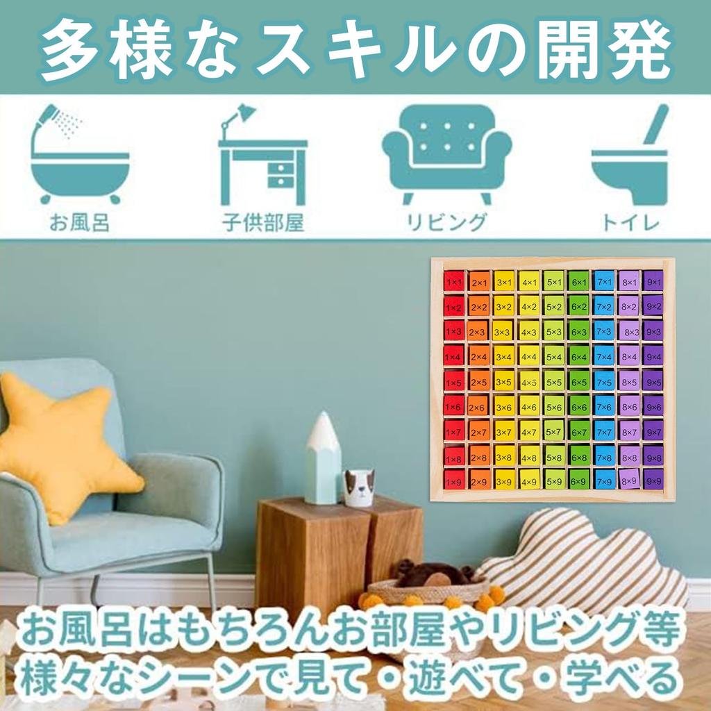 Wooden Educational Toy Multiplication Table, Multiplication Table Training Puzzle, Multiplication Educational Toy (Various Colors)