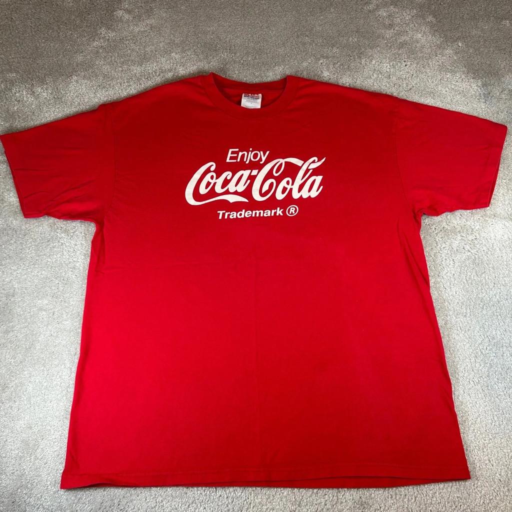 Camiseta Hanes Coca-Cola Vintage de los 90 para Hombre Talla XL Roja Gráfico Enjoy Coke Manga Corta