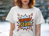 Superstar T-Shirt, Pop Art Comic Book Style Tee, Retro Musician Graphic Shirt, Lead Singer Gift, Vibrant Rock Star Apparel, Band Merch