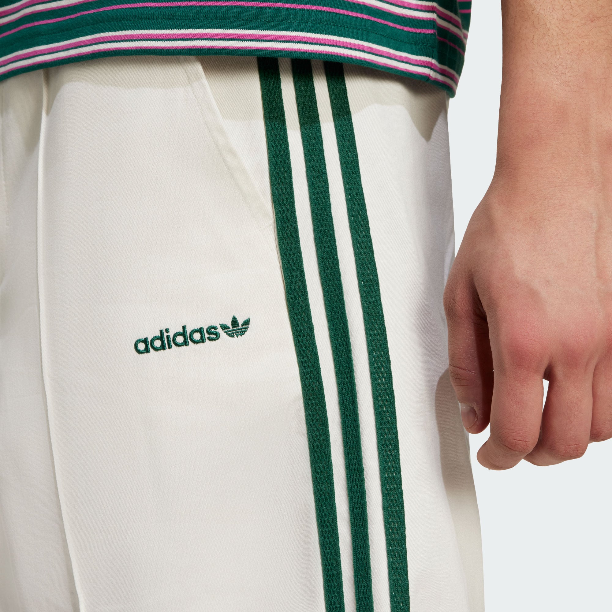 

Adidas Оригинальные 80-е годы 11-дюймовые бермуды с застежкой на пуговицы и полосками по бокам свободные повседневные шорты мужские шорты Han-Jade-White JC6523 M