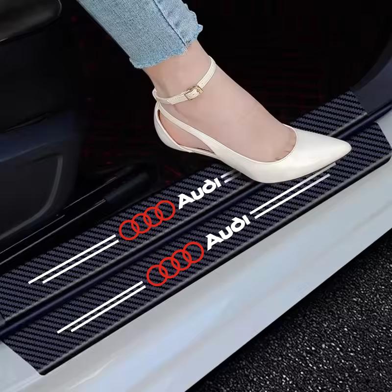 2026 Car S1 Logo Decals Carbon Fiber Door Sill Protector Stickers For S1 S-Line A3 A4 A6 Q3 Q5 A5 Q7 A1 A8 Q2 Q8 Q4 A4L A6L Q3L Q 2x