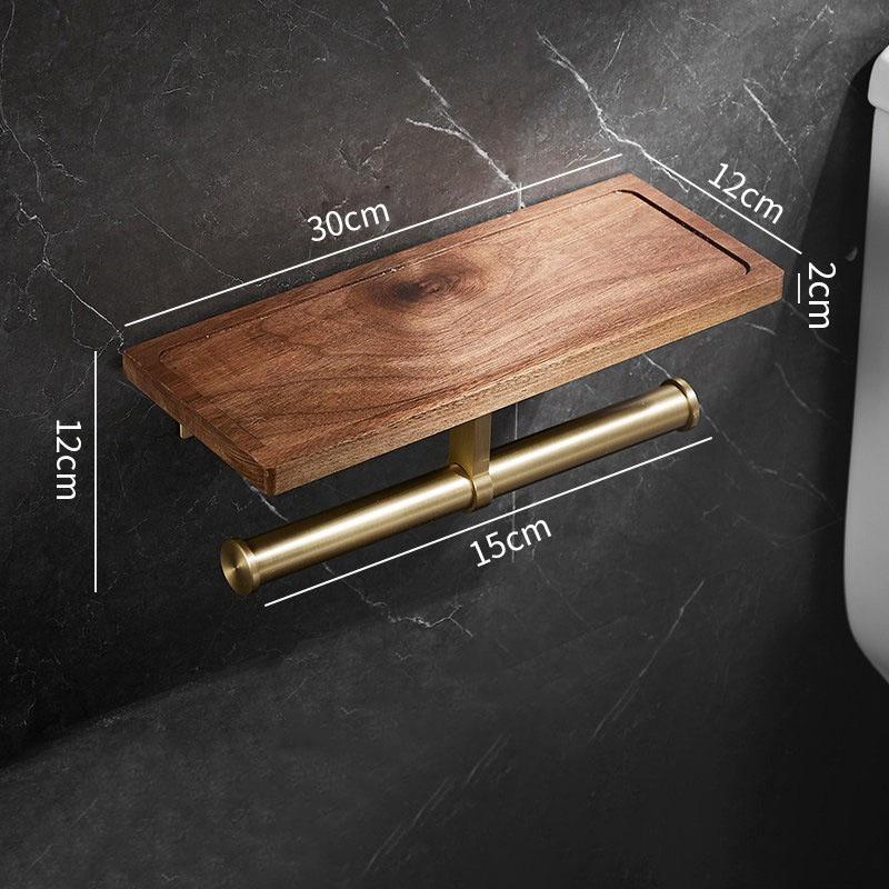 Holz Badezimmer Papierrollenhalter Gebürstetes Gold Toilettenpapierhalter Wandmontiert Papierhandtuchhalter Taschentuchbox Taschentuchdose