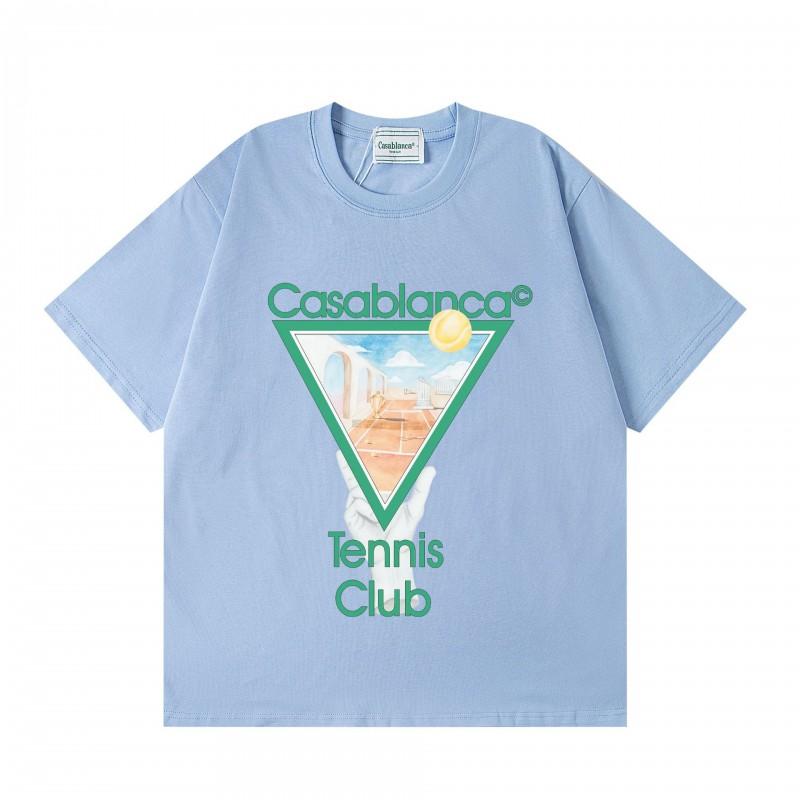 2026 Casablanca Print Loose Fit Cotton T-Shirt Men Youth Casual Wear