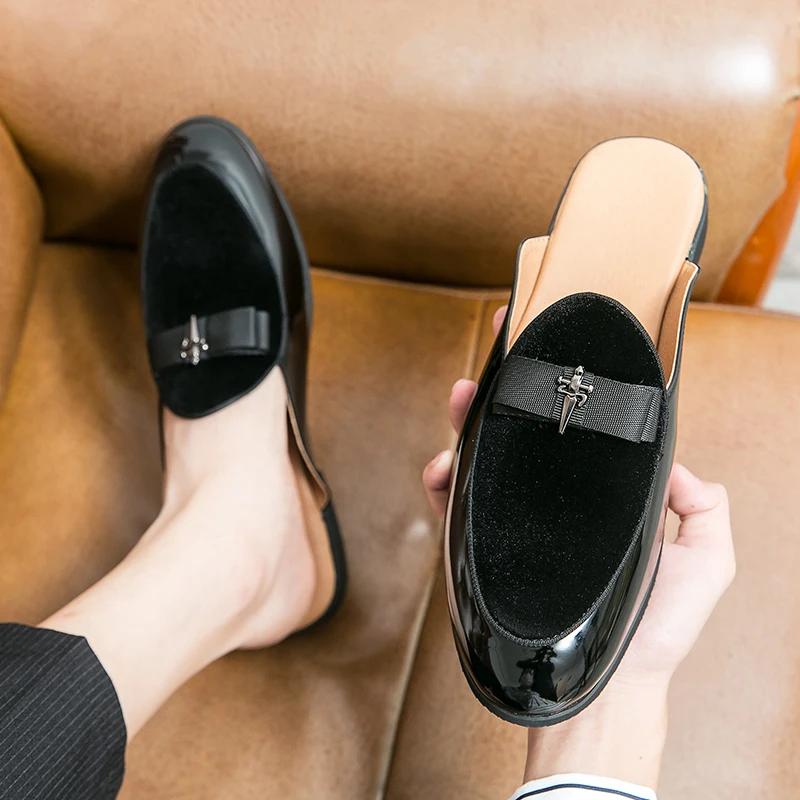 Summer Half Shoes for Men Fashion Breathable Loafers Slippers Man Outdoor Men Casual Shoes Mules Slip On Flats Leather Sandals