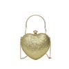 Evening Clutch Women  Shiny Handbag Heart Shape Metal Clutches Bag Fashion Chain Shoulder Crossbody Bag Luxury Lady Purse