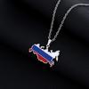 Russia Flag Chain Necklaces National Map Pendant Choker Country Jewelry
