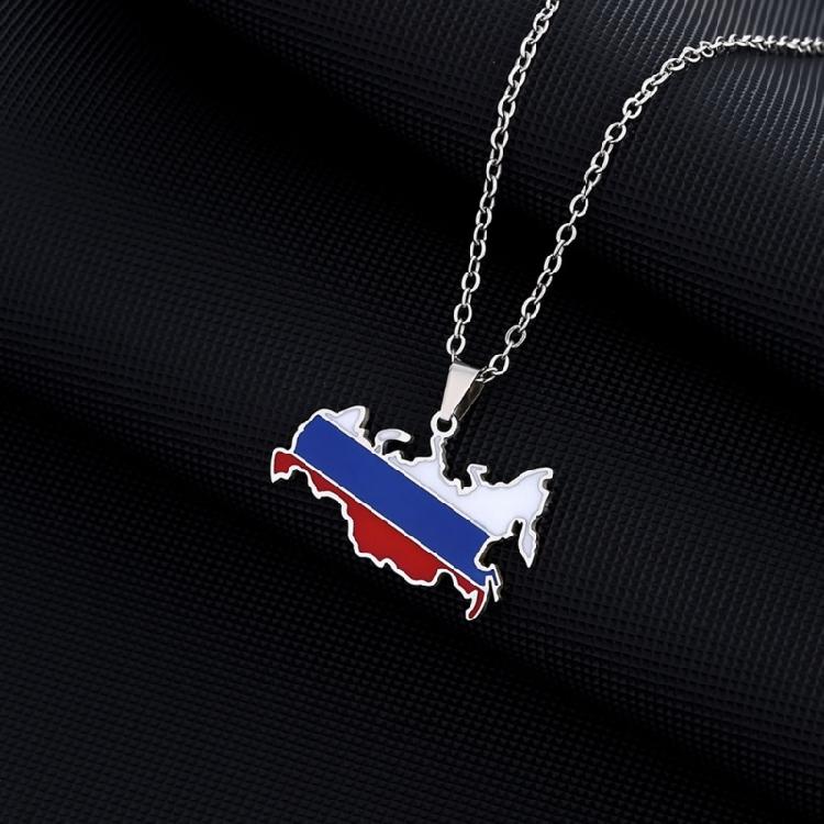 Russia Flag Chain Necklaces National Map Pendant Choker Country Jewelry
