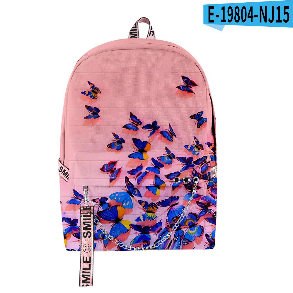Cartoon Youthful School Bags Unisex Funny Butterfly Travel Bags 3D Print Oxford Waterproof Notebook Shoulder Backpacks