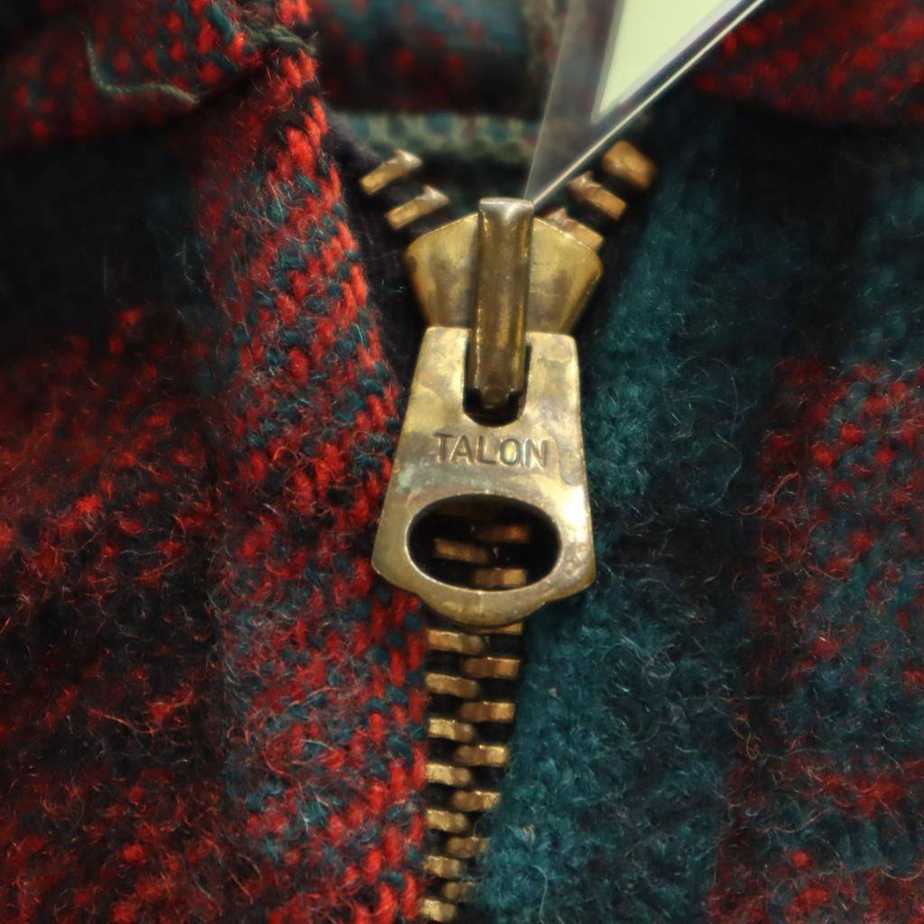 MAINE GUIDE 60s 70s Wool Vintage Tartan Check Pattern Long sleeve Half zip Parker Men's Used