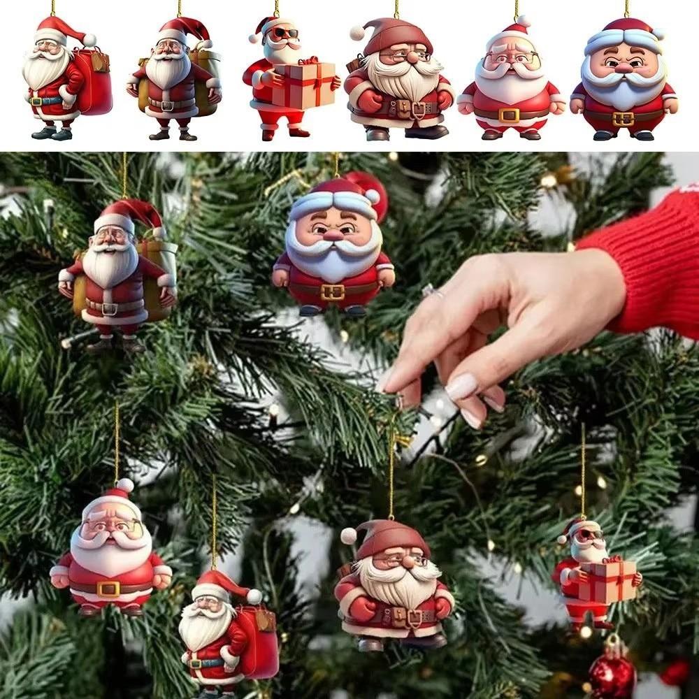 Christmas Themed Santa Claus Pattern Acrylic Pendant For Holiday Decoration