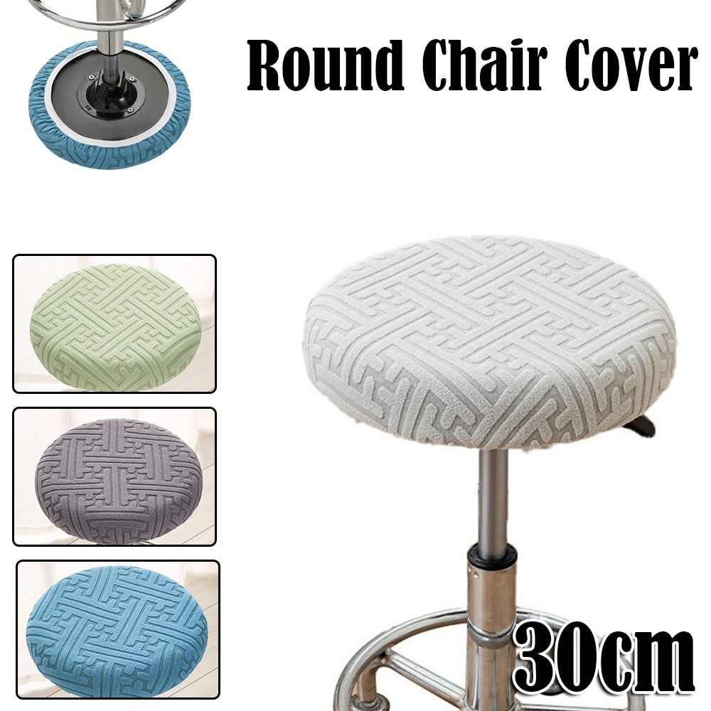 Washable Chair Seat Cover Slipcover All Inclusive Round Chair Cover with Elastic Bands 30cm Seat Chair Slipcover