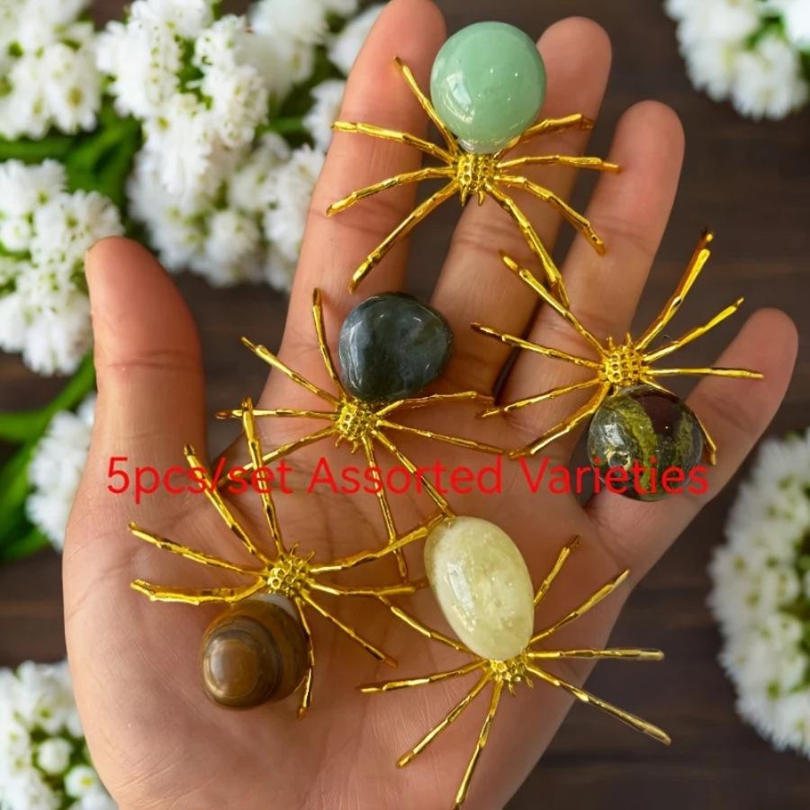 Ручная работа, натуральный кристалл, сплав, орнамент в форме паука 5cm - 1 Piece