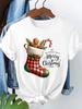 (Asian Size) tree cute style T Shirt Print Fashion Merry Christmas Women's Top Short Sleeve T-shirts O-neck Casual New Year Clothing Graphic Tee
