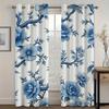 Blue Floral Branch Pattern Curtains Polyester Fabric Suitable Bedroom Living Room Decoration Set Of 2 Made Machine Washable Sitting Decor