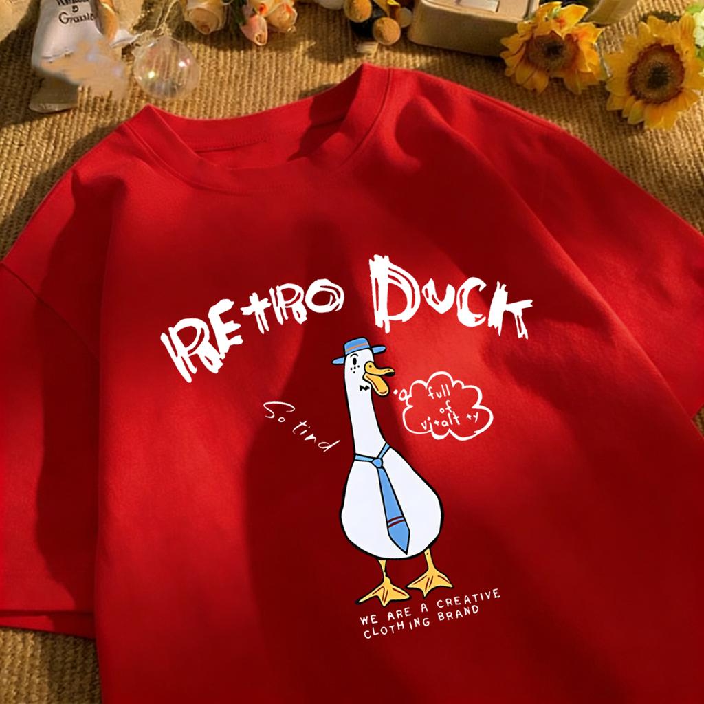 Retro Duck We Are A Creative T Shirt Unisex Summer All-Match Tee O-Neck Fashion Short Sleeve Cotton Loose Unisex Colour T-Shirts