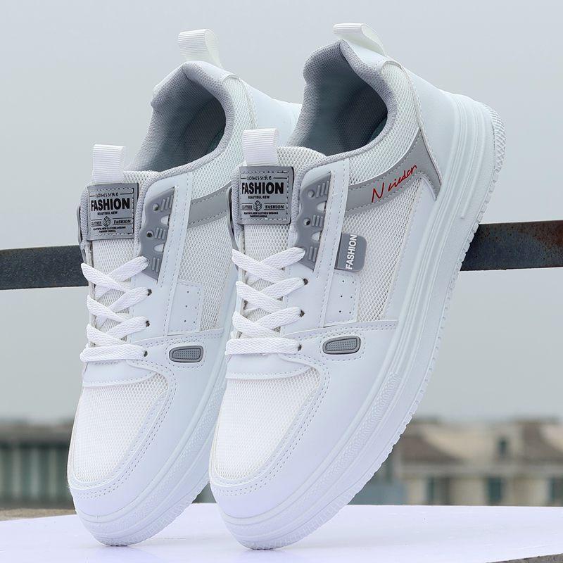 

Мужская обувь летняя дышащая тонкая сетка спортивная для отдыха молодежная одинарная сетка полая сетчатая обувь маленькая белая доска туфли модная обувь 44