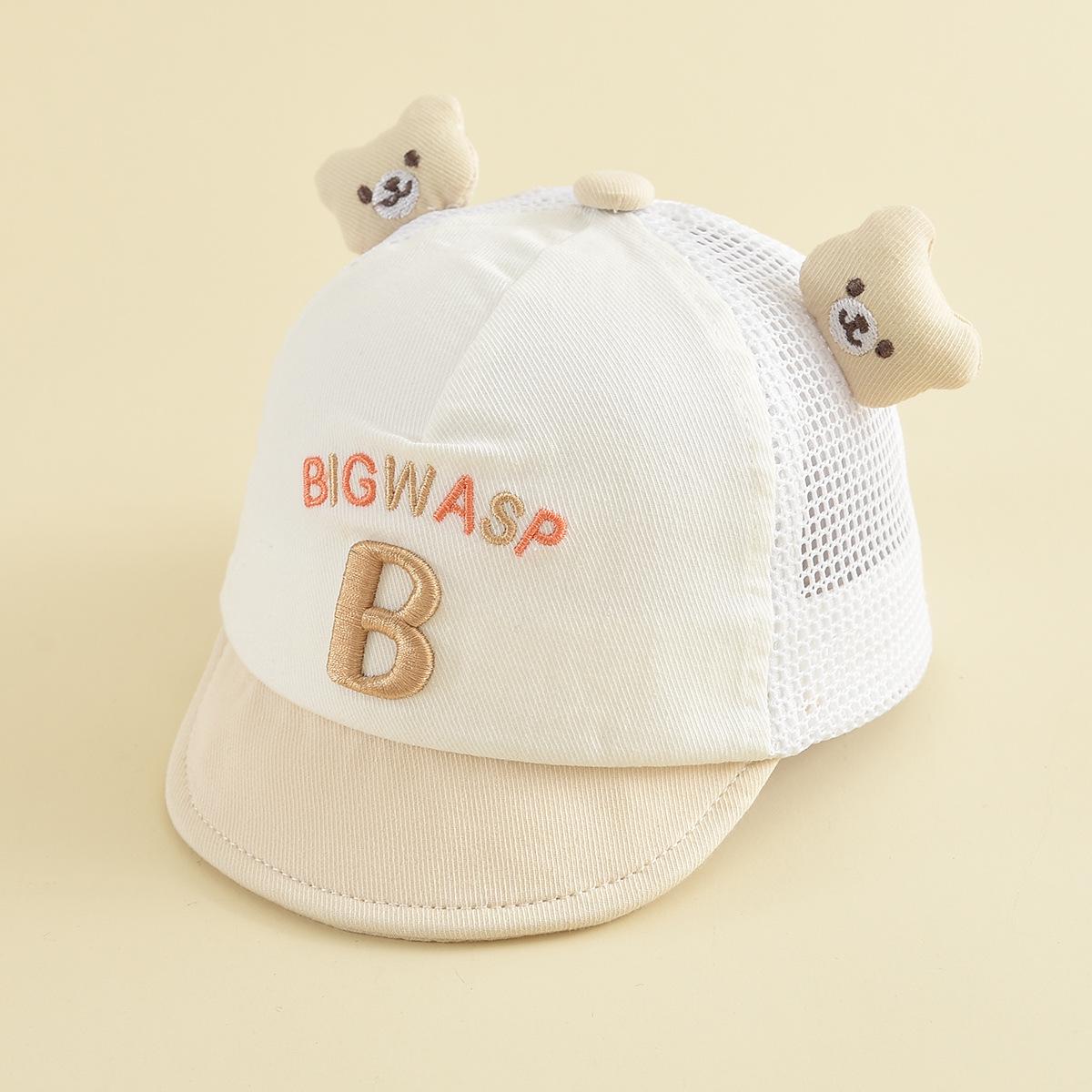 Cute Cartoon Embroidered Children s Windproof Sun Hat - Duckbill Baseball Cap 44-46 cm бежевый