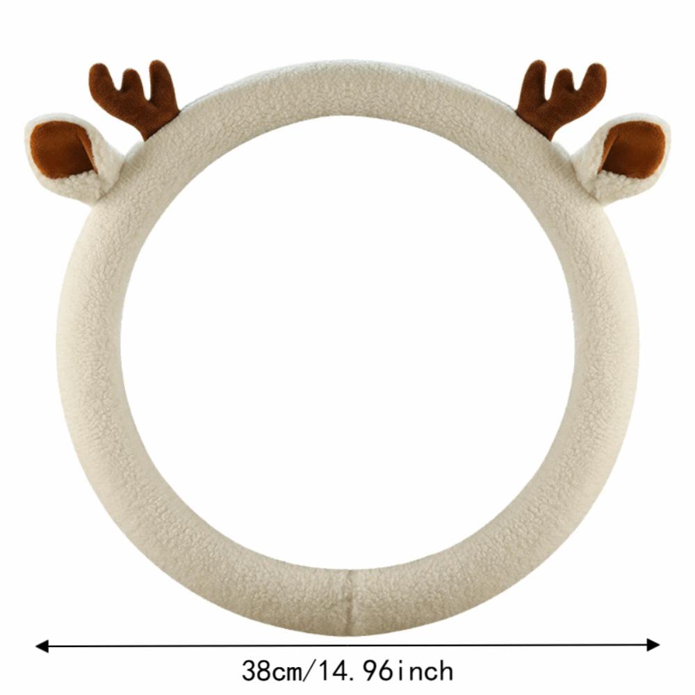 Warm Winter Plush Steering Wheel Cover Reindeer Antler Steering Wheel Cover Cars SUVs Trucks