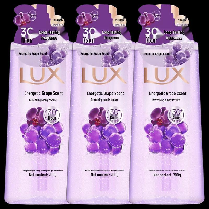 Lux Grape Scent Bubble Refreshing Shower Gel (3 x 700g)