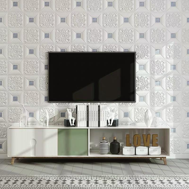 1-10Pcs 70cmx1m 3D Self-adhesive Foam Panel Wallpaper Waterproof and Moisture-proof Ceiling Sticker Room Bedroom Home Decoration