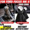 For Ford Focus 2 2005-2008 Gear Shift Knob + Gaiter Boot - Manual Shifter Lever Cover, PU Leather Anti-Worn Interior Accessory