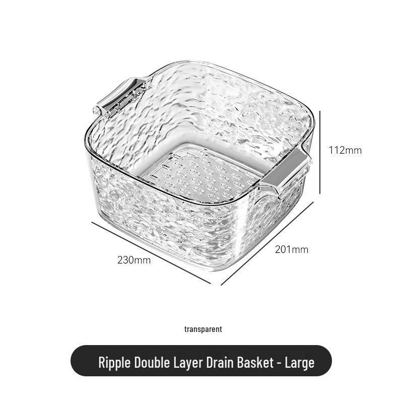 Dual-Layer Plastic Colander and Fruit Basket for Kitchen Use