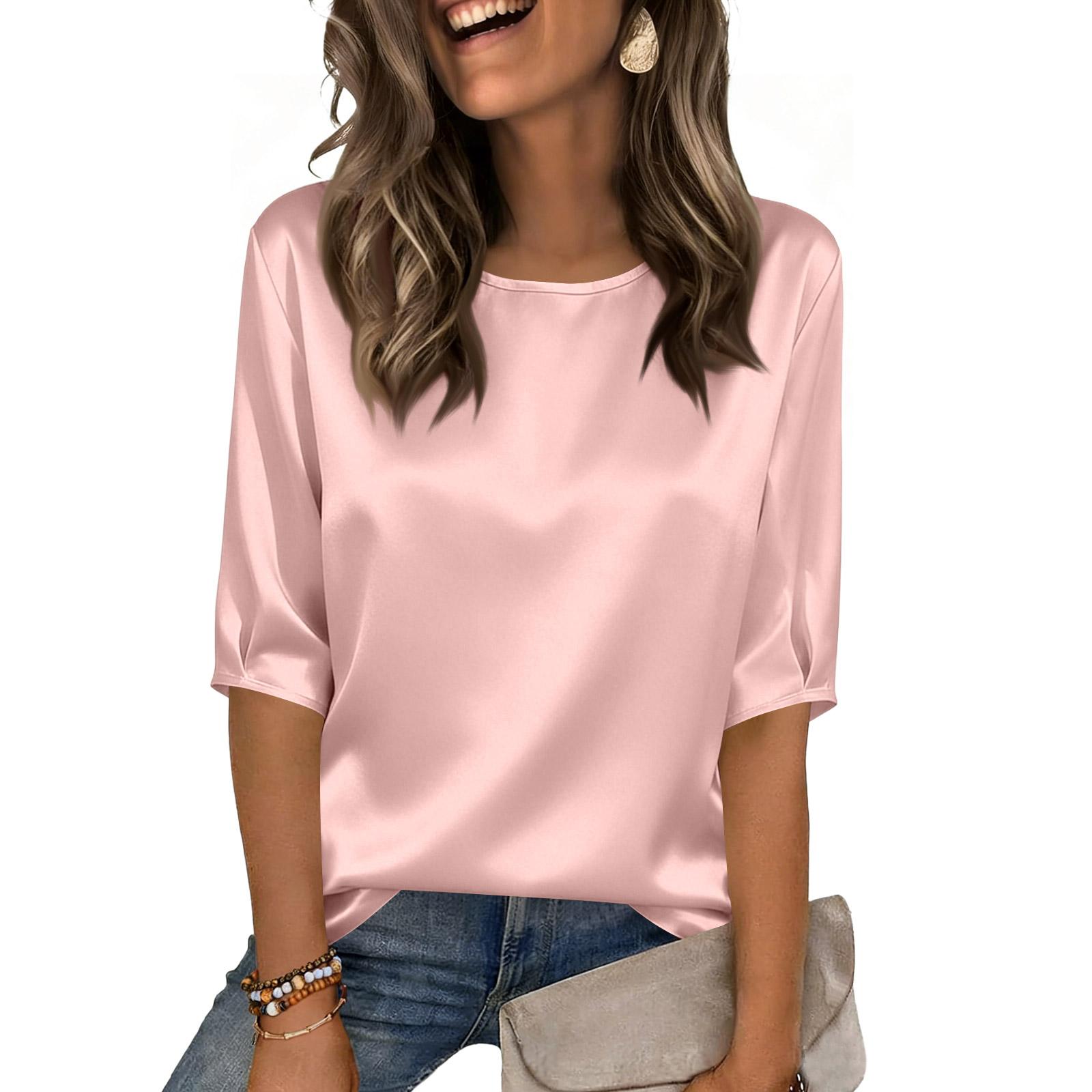 

Women s Color Cotton And Linen Camisole Loose Inner 3/4 Sleeve Versatile Bottoming Top S рожевий