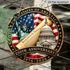 2D Flat, A Round Aluminum Anniversary Wall Decoration, Featuring Patriotic Art of The Statue of And The Capitol, Suitable for USA 250th Anniversary